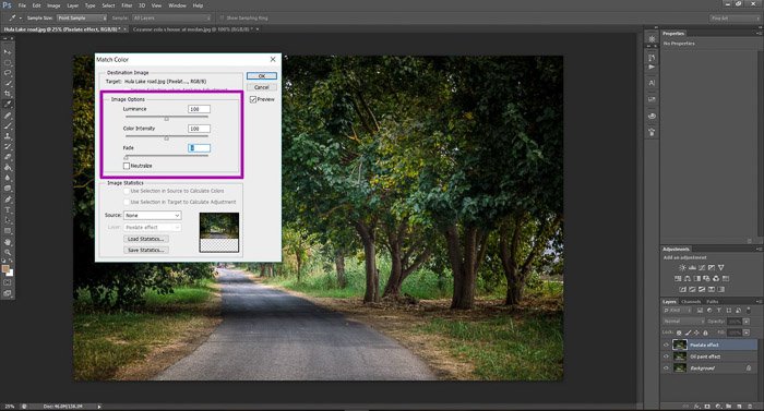 Una captura de pantalla que muestra cómo convertir una foto en una pintura en Photoshop
