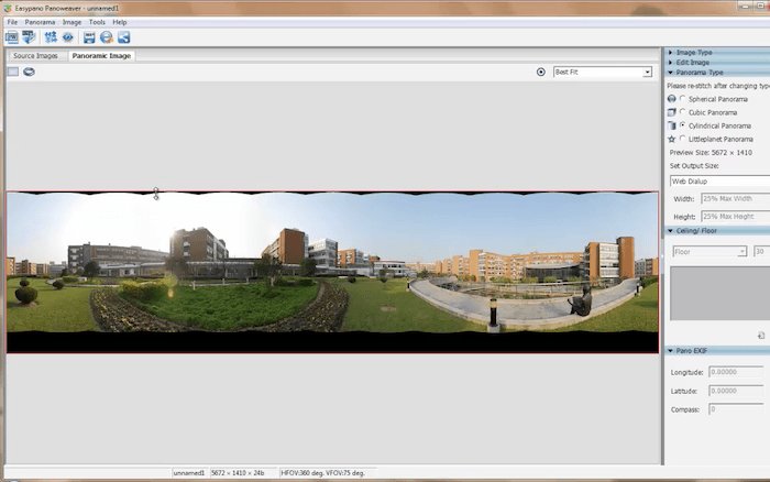 Captura de pantalla de la interfaz del software de pegado de fotografías Panoweaver 10