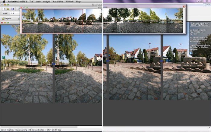 Captura de pantalla del software de unión de fotografías Panorama Studio