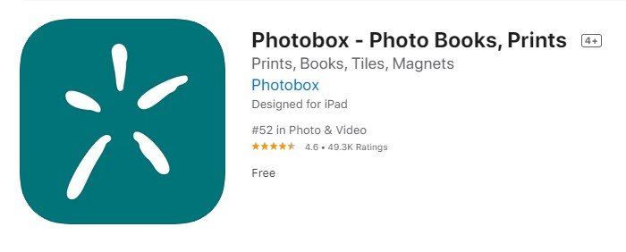 una captura de pantalla de Photobox de la App Store de iOS