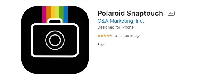 una captura de pantalla de la aplicación de impresión fotográfica polaroid snaptouch de la tienda de aplicaciones de iOS