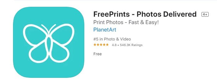 una captura de pantalla de la aplicación de impresión de fotos freeprints 