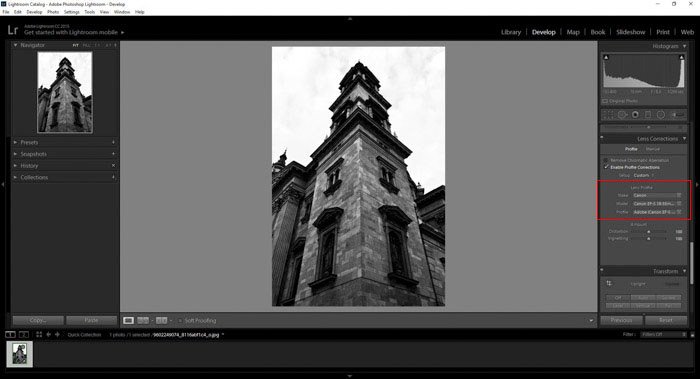 Lightroom es el programa de referencia para la corrección de lentes para su fotografía de arquitectura
