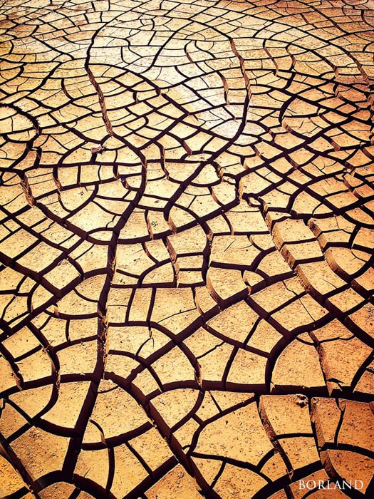 El patrón de arena causado por la deshidratación se convirtió en una hermosa fotografía de arena.