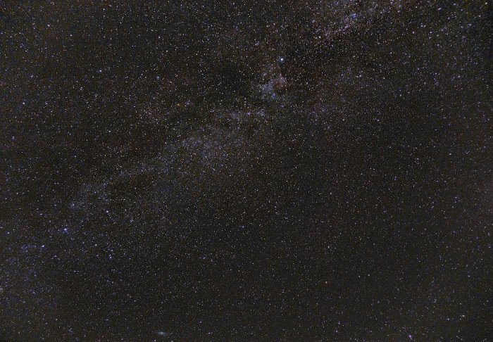 La Vía Láctea en el Zenith.  Tamaño del sensor de la cámara para astrofotografía