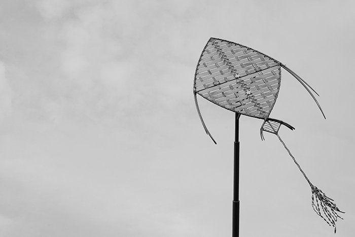 Imagen monocroma de una cometa contra un cielo nublado: la mejor configuración de cámara para blanco y negro