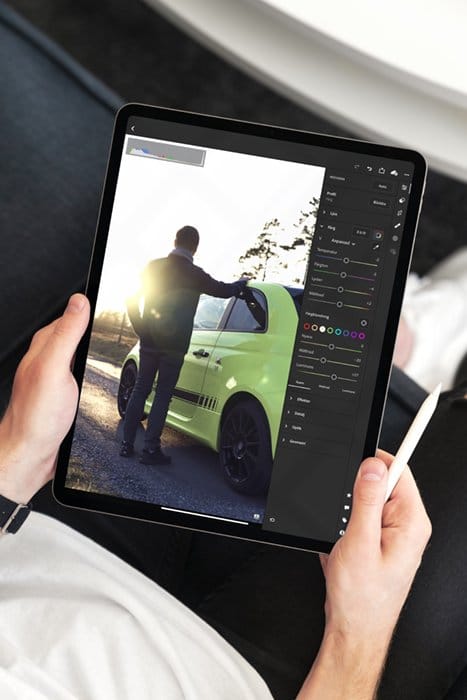 Foto de Lightroom ejecutándose en un iPad