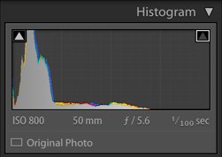 captura de pantalla de un histograma de fotografía en color