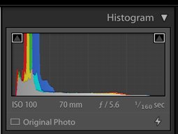 captura de pantalla de un histograma de fotografía en color