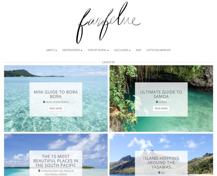 Una captura de pantalla del blog de viajeros de Farfelue