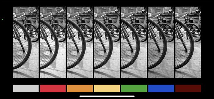 Captura de pantalla de aplicaciones en blanco y negro Filtros de color Camera1