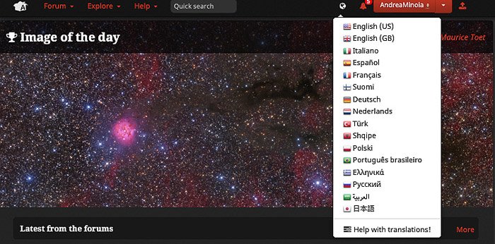 Una captura de pantalla de la imagen AstroBin del día