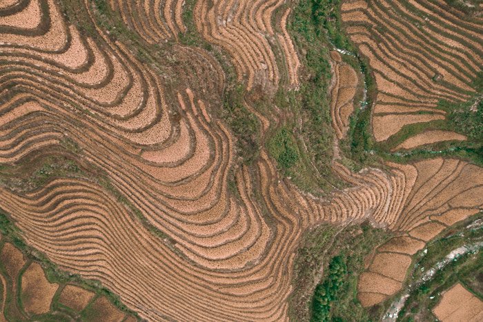 Impresionante ejemplo de fotografía aérea de paisajes abstractos