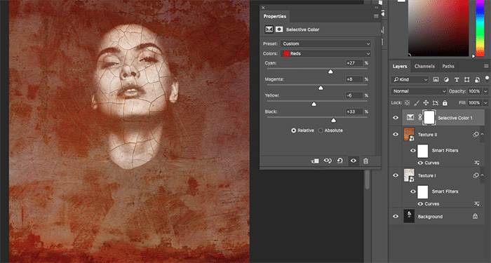 Una captura de pantalla que muestra cómo crear retratos abstractos en Photoshop - herramienta de opacidad