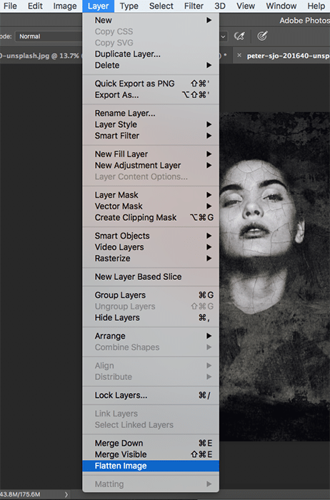 Una captura de pantalla que muestra cómo crear retratos abstractos en Photoshop: capas