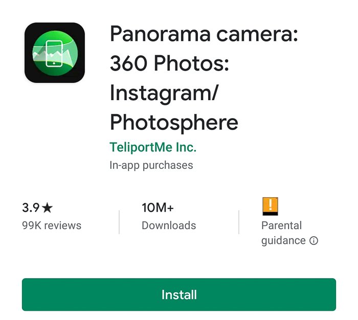 Captura de pantalla de la aplicación de cámara panorámica para fotos 360 