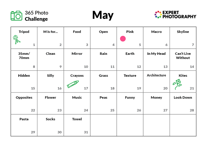 Calendario de mayo Photo Challenge