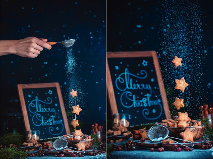 Tutorial de fotos navideñas de disparar levitando galletas navideñas