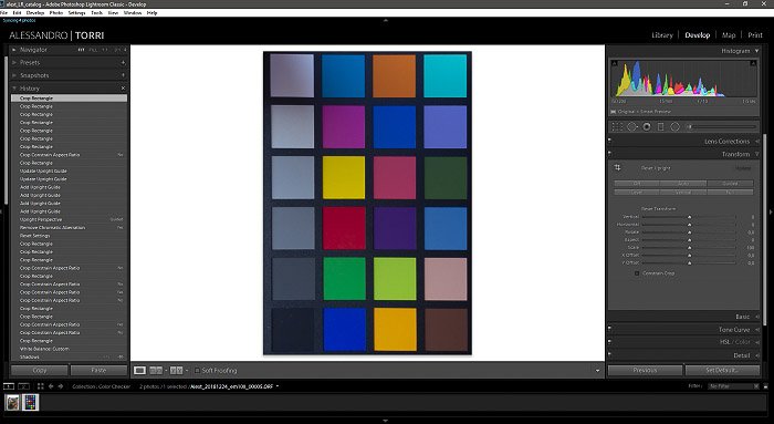 Una captura de pantalla de una imagen recortada de un corrector de color en Lightroom