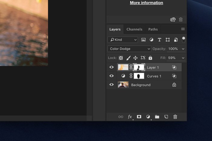 una captura de pantalla que muestra la máscara de capa en Photoshop
