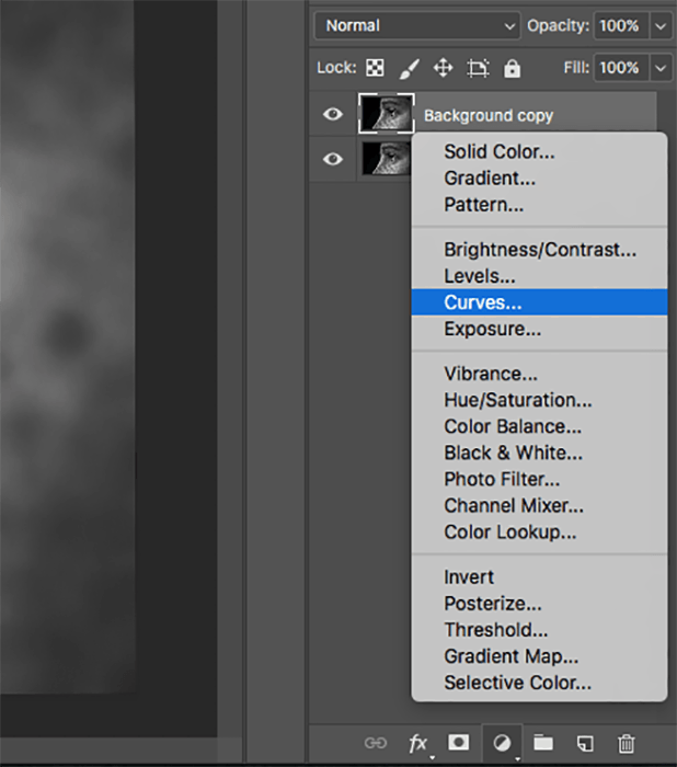 Una captura de pantalla que muestra cómo colorear fotos en blanco y negro en Photoshop - curvas