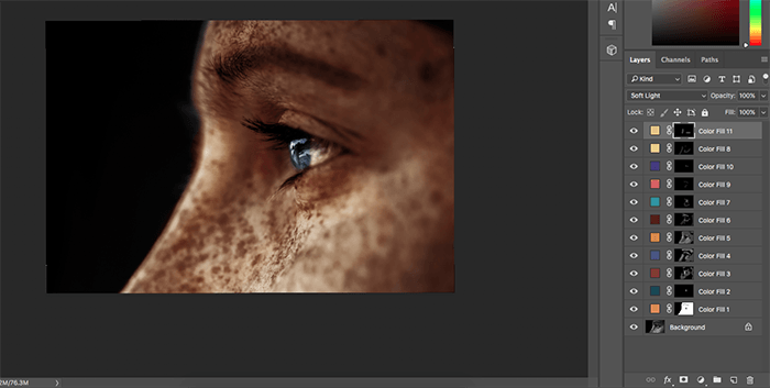 Una captura de pantalla que muestra cómo colorear fotografías en blanco y negro en Photoshop - colores