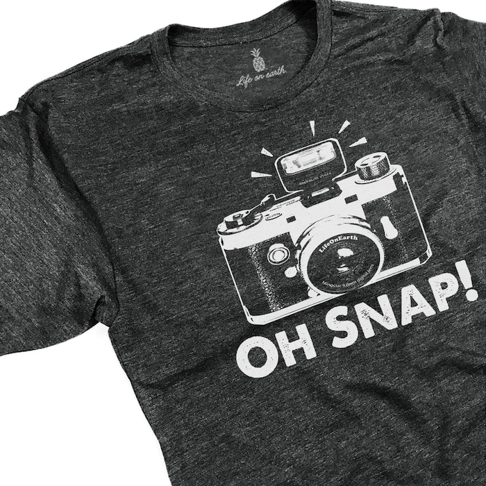 Oh snap fotografía diseño de camisetas con cámara.