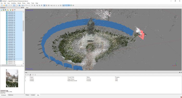 Una captura de pantalla que muestra cómo crear un modelo 3D a partir de fotos usando agisoft photosan