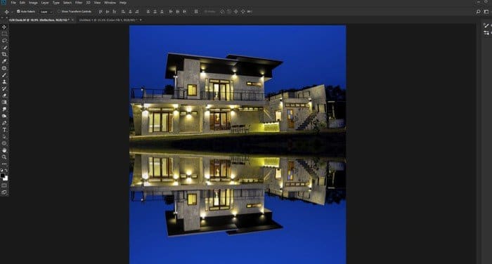 Captura de pantalla de cómo voltear una capa en Photoshop