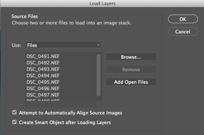 captura de pantalla de la carga de capas en Photoshop
