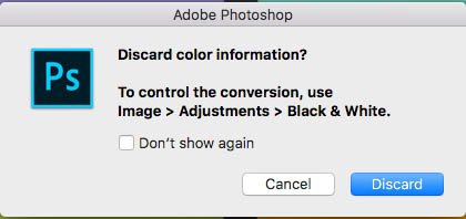 photoshop descartar información de color