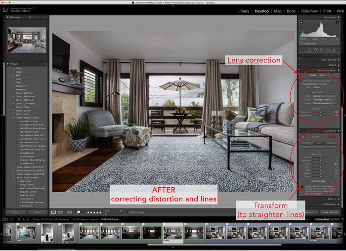 Interfaz de Lightroom de edición de fotografías de interiores: cómo editar una foto