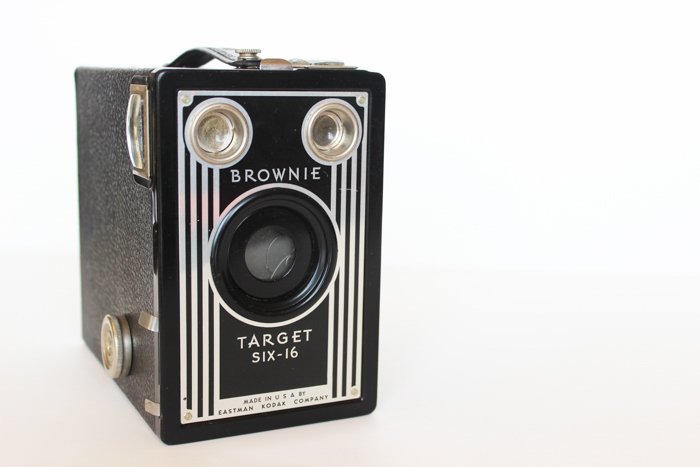 Foto de una cámara de película de caja Brownie