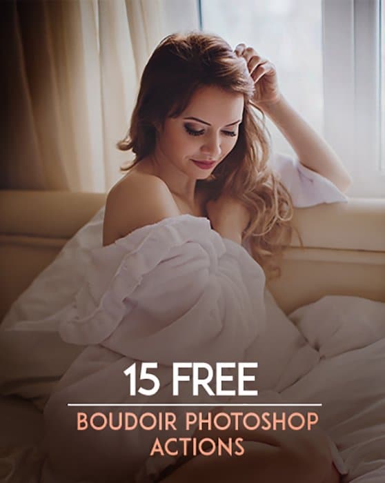 Una captura de pantalla que muestra 15 acciones gratuitas de Photoshop Boudoir