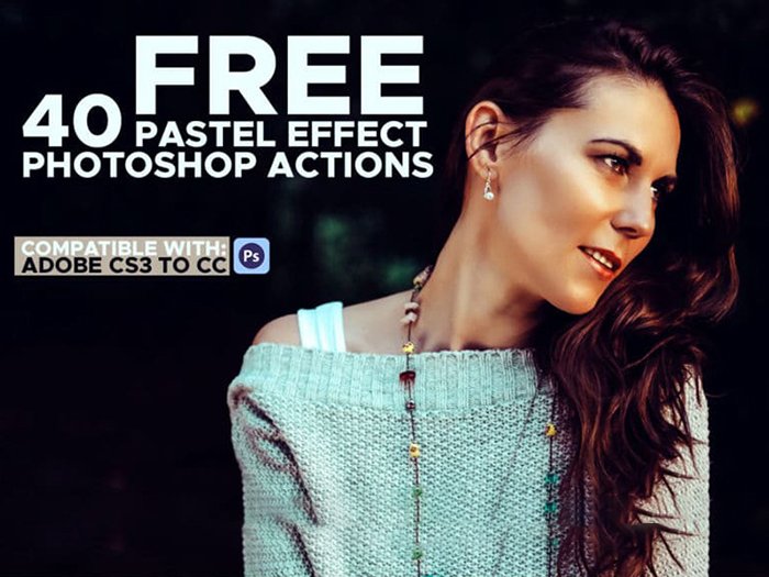 Captura de pantalla de 40 acciones gratuitas de Photoshop con efecto pastel