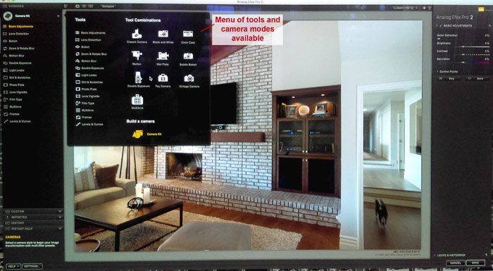 Una captura de pantalla del uso de Google Nik Collection en Lightroom - - Herramientas y modos de cámara de Efex analógico