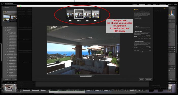 Una captura de pantalla del uso de Google Nik Collection en Lightroom - HDR Efex Pro - Pantalla de edición para la imagen HDR