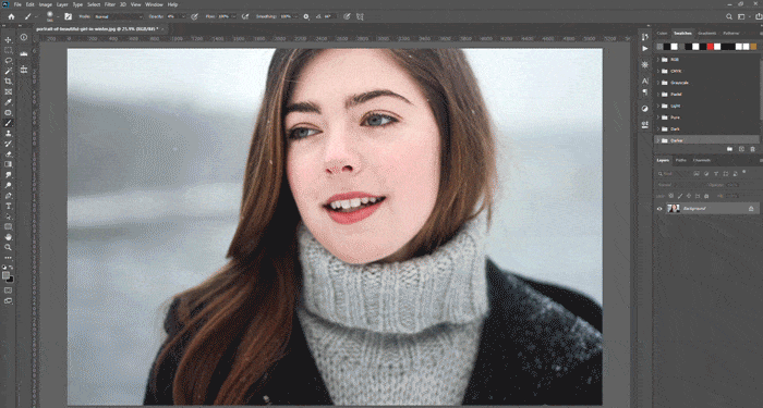 GIF sobre la edición de retratos en Adobe Photoshop