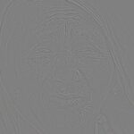 Imagen gris invertida de la cara de una mujer creada con el filtro de paso alto en Photoshop
