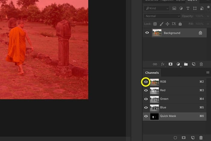 Una captura de pantalla que muestra cómo usar el color RGB para cambiar colores en Photoshop