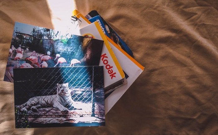 Fotografías Kodak en una sábana
