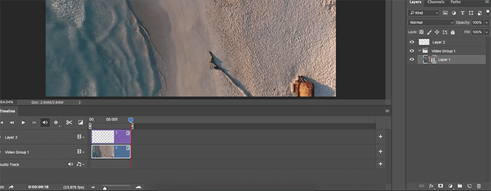 Una captura de pantalla de hacer un cinemagraph en Photoshop
