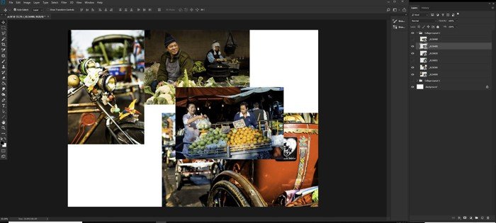 Captura de pantalla de cómo hacer un collage de Photoshop