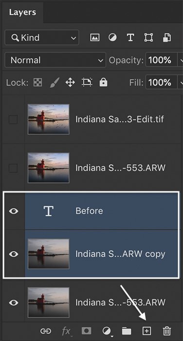 cómo hacer un gif en photoshop: panel de capas de captura de pantalla de Photoshop para fusionar texto