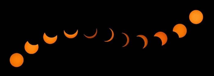 imagen compuesta que muestra las fases de un eclipse solar