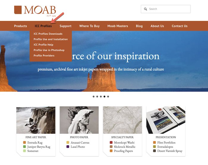 una captura de pantalla del sitio web de moab: cómo imprimir fotos profesionalmente 