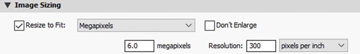 Captura de pantalla de cómo cambiar el tamaño de una imagen en Lightroom usando la opción de megapíxeles