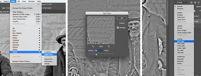 Una captura de pantalla que muestra cómo restaurar fotos antiguas en Photoshop