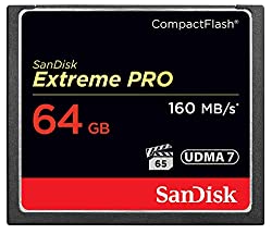 Una tarjeta de memoria SanDisk CF de 64 gb